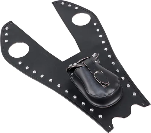 Vista 7 de Bolsa de panel de tanque de combustible de piel sintética negra con bolsa compatible con Harley Fatboy Softail Heritage Springer FLSTS FLST FLSTN
