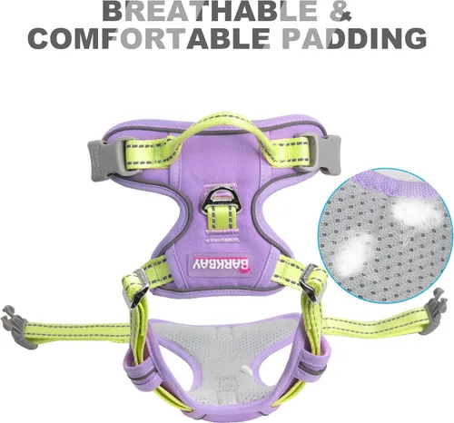 Vista 47 de BARKBAY - Arnés para perro sin tirones con clip frontal, material resistente y reflectante, asa de fácil control para pasear perros grandes