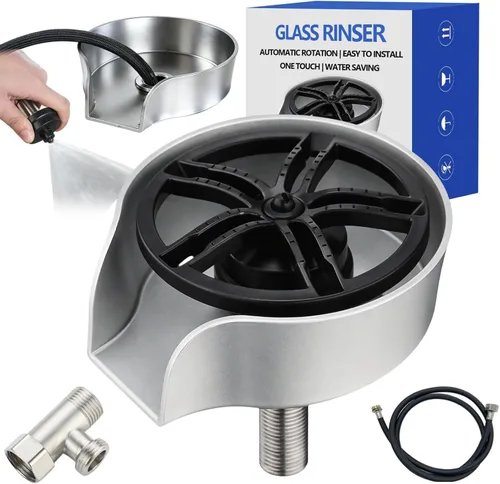 Vista 8 de Enjuagadora de vidrio para fregadero de cocina, accesorio para fregadero, enjuague de tazas para fregadero de alta presión con rociador extraíble