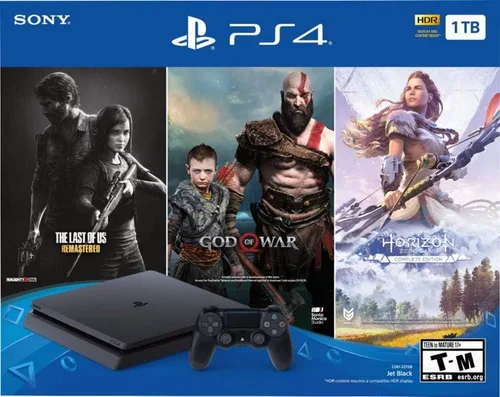 Vista 4 de Flagship - Estación de juego más reciente de 4 1 TB HDD solo en Playstation PS4, paquete delgado con tres juegos The Last of Us, God of War, Horizon