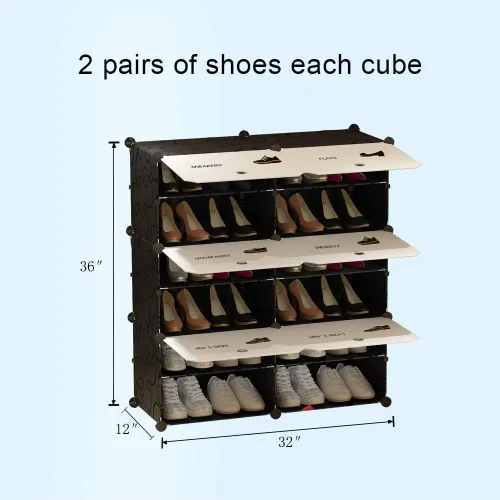 Vista 3 de KOUSI Organizador portátil para zapatos, 144 pares, estante de torre, soporte de gabinete de almacenamiento expandible para tacones, botas