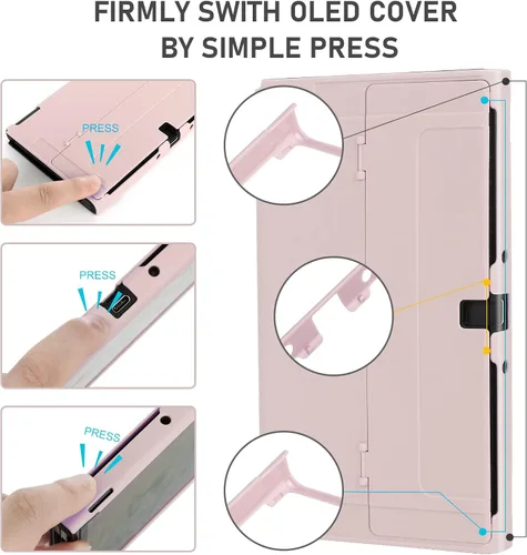 Vista 5 de Switch OLED - Funda protectora acoplable para consola Nintendo Switch OLED modelo 2021 y Joy-Con controlador con 2 tapas de agarre para el pulgar