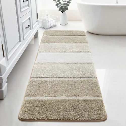 Vista 34 de COSY HOMEER Alfombras de baño de 24 x 17 pulgadas, ultra suaves y absorbentes, con respaldo de TPR antideslizante, lavable a máquina, alfombra Beige
