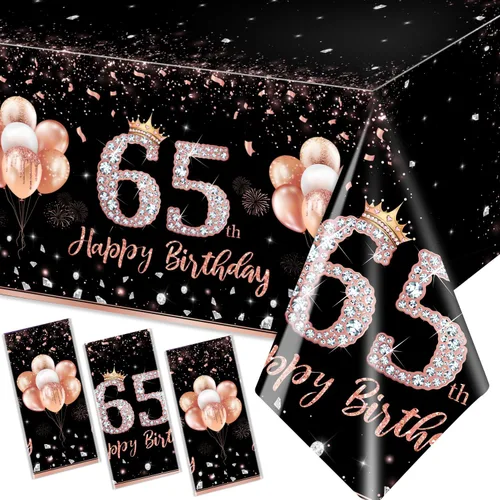 Vista 12 de GREHUMOR 3 manteles de fiesta de cumpleaños número 13 para niñas, color oro rosa, suministros de fiesta de cumpleaños de 13 años, cubierta de mesa