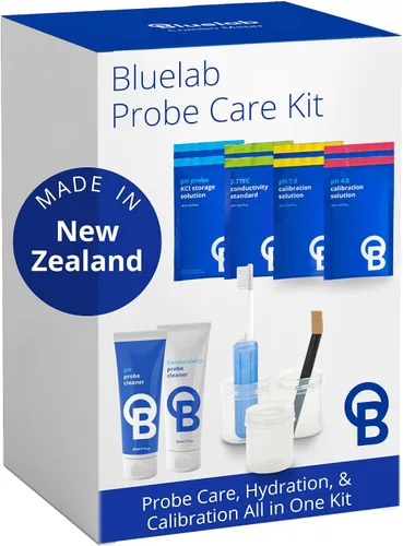 Vista 9 de Kit de cuidado para sonda de pH Bluelab CAREKITPH con solución de calibración, solución de almacenamiento y cepillo, utilizado para lápiz de pH