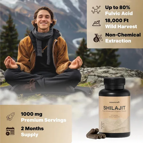 Vista 3 de Extracto de Resina de Shilajit del Himalaya Orgánico - Potencia Máxima de 1000mg, Shilajit Puro Testado en Laboratorio para Hombres y Mujeres, Ácido