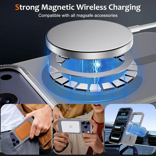 Vista 1388 de Anuck - Funda magnética para iPhone 11 compatible con MagSafe, carcasa trasera mate translúcida dura, borde de TPU, delgada, resistente a impactos
