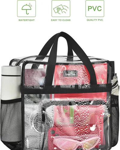 Vista 18 de MAY TREE Bolsa transparente para eventos en estadios de 12 x 6 x 12 pulgadas, bolsa de almuerzo transparente con correas reforzadas para trabajo