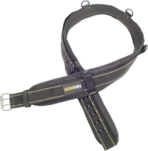 Vista 6 de Cinturón de herramientas acolchado de 3 pulgadas Cinturón de herramientas de trabajo para trabajo pesado (amarillo y negro)
