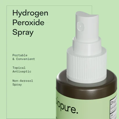 Vista 2 de Biopure Spray de peróxido de hidrógeno de 6 onzas líquidas, conveniente botella de spray sin aerosol con peróxido de hidrógeno al 3% Peróxido