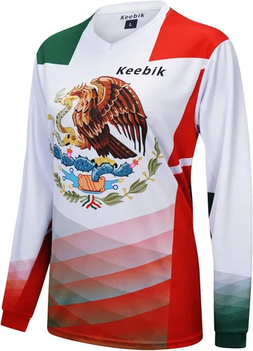 Vista 2 de Keebik Camiseta de ciclismo de montaña para mujer, manga larga MTB México, camiseta de motocycle todoterreno, transpirable, absorbe la humedad