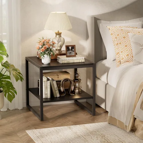 Vista 5 de Homieasy Mesa auxiliar, mesa auxiliar cuadrada de 20 pulgadas, mini soporte Negro