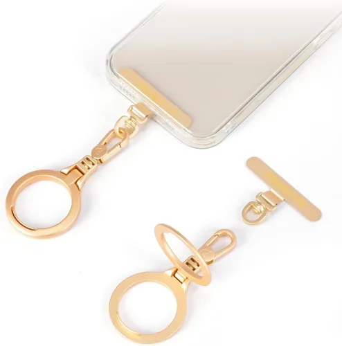 Vista 11 de Lengüeta de metal para teléfono, parche de cordón, llavero de soporte para teléfono, soporte para anillo, lengüeta de correa Negro