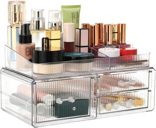 Vista 10 de ZHIAI Organizador Cosmético Apilable, Organizador Cosmético de Acrílico para Cómoda, Tocador, Gabinete de Cocina, Baño, Debajo del Fregadero