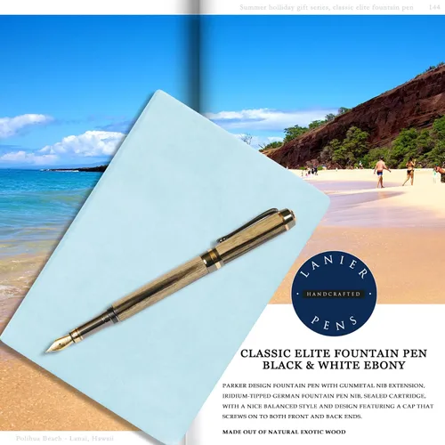 Vista 4 de Lanier Pens Pluma estilográfica Elite - Gun Metal - Negro y Blanco Ébano