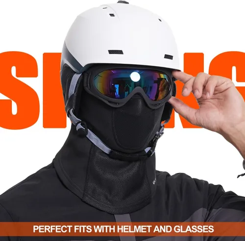 Vista 6 de Pasamontañas para clima frío, máscara térmica de forro polar para invierno, calentador de cabeza, equipo de motocicleta para hombres y mujeres
