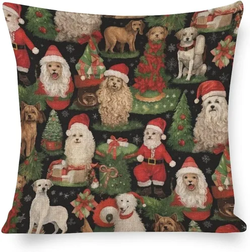Vista 20 de Hellote - Funda de cojín de lino para sofá, dormitorio, automóvil, 16 x 16 pulgadas, decoración de invierno para el hogar Patrón 1