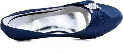 Vista 4 de ElegantPark - Zapatos de novia, puntera cerrada, talón cómodo, diamantes de imitación, satén