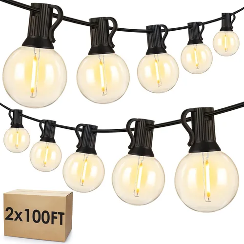 Vista 15 de Mlambert Luces de Cadena LED para Exteriores de 100 Pies, Luces Regulables para Patio Globo G40 con 50+3 Bombillas Impermeables Inastillables