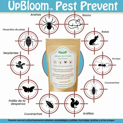 Vista 2 de UpBloom - Repelentes totalmente naturales para proteger el hogar y el garaje contra ratones, arañas, cucarachas e insectos, 10 bolsas para control