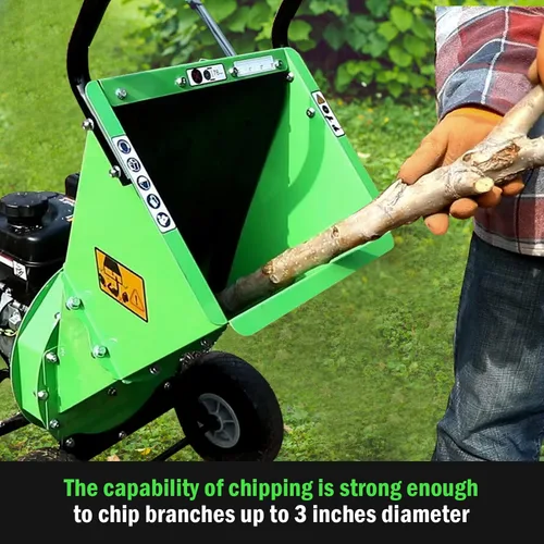Vista 2 de R30 - Trituradora de madera 7HP a gas, diámetro máximo de corte de 3 pulgadas, construcción totalmente de acero, trituradora y astilladora
