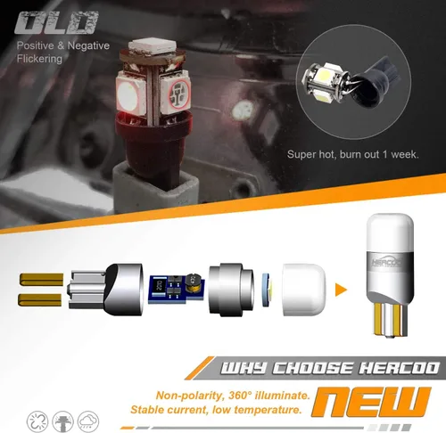 Vista 2 de HERCOO Lentes de luz de marcador de espejo lateral ámbar con LED Compatible con señal de giro de repuesto del mercado posterior para F250 F350 F450