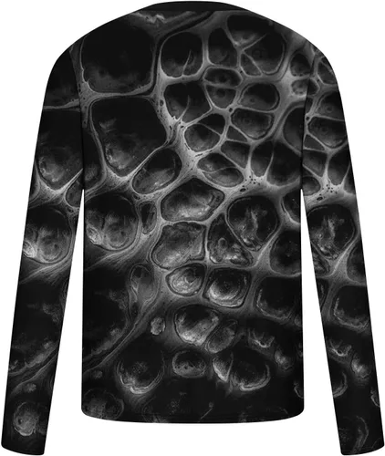 Vista 4 de Muscle Shirts for Men Big and Tall Long Sleeve Casual Loose Pullover 3D Print Graphic Tees Crewneck Sweatshirts