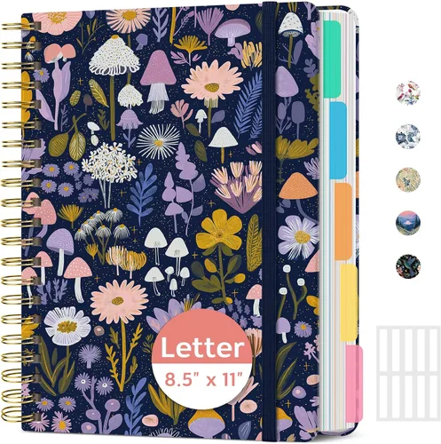 Vista 21 de Taja Cuadernos de espiral para trabajo de 5 materias con divisores K - Vórtice rosa