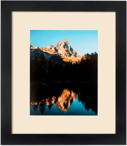 Vista 2 de ArtToFrames Marco de fotos satinado negro de 4 x 6 pulgadas con 2 pulgadas de estera única de alabastro, SingleMat-FRBW26079-4x6-825