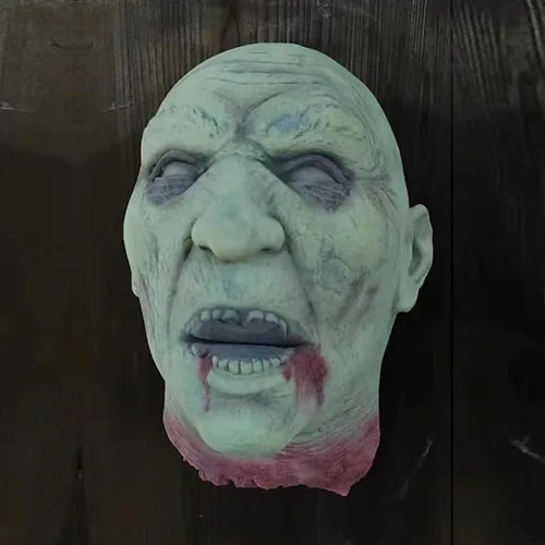 Vista 26 de Decoraciones colgantes de cabeza dividida para Halloween, cuerpo sangriento aterrador, cuerpo sangriento, tamaño real, real, accesorios de colgante