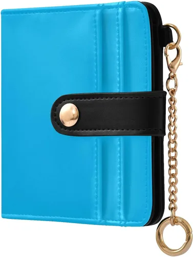 Vista 10 de Sinestour Black print Small Wallet for Women RFID Blocking Leather Bifold Small Purse with ID Window Card Holder Zipper Coin Pocket, Compact Credit