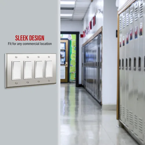 Vista 116 de ENERLITES Placa decorativa doble de metal para interruptor o receptáculo, placa de pared de acero inoxidable, resistente a la corrosión