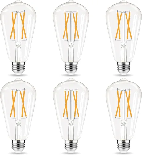 Vista 12 de GvvooHome Bombillas LED Edison, bombilla E26 equivalente a 60 vatios, no regulable, blanco frío 4000 K, bombillas vintage ST58, 90+ CRI, 6 W 600 LM