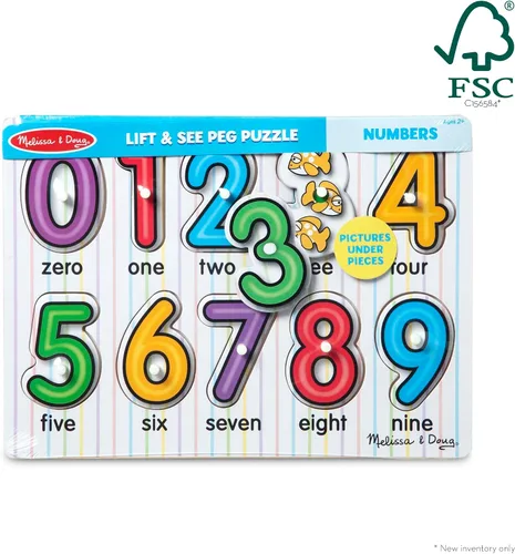 Vista 4 de Melissa & Doug, rompecabezas de madera con números (10 piezas)