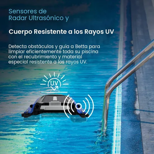 Vista 7 de Betta SE - Limpiador automático robótico para piscinas con bolsa de transporte y almacenamiento, potencia de limpieza continua 24/7, fideos de Azul