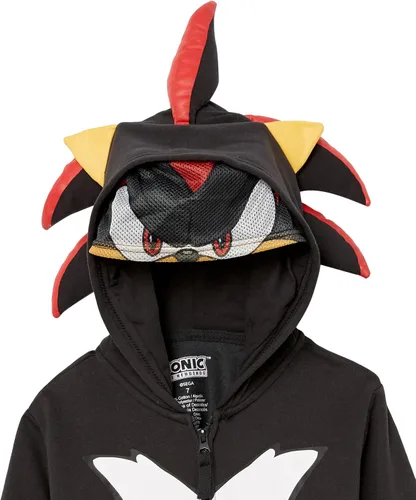 Vista 2 de Sega Sonic The Hedgehog Shadow Costume Zip Up Fleece Hoodie-Boys 4-20