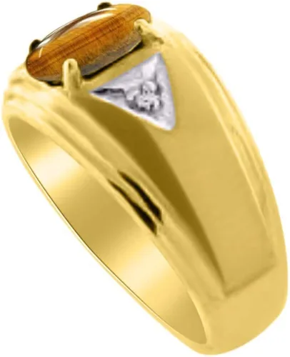 Vista 3 de Rylos Anillos para hombre chapados en oro amarillo, plata clásica de 0.315 x 0.236in, piedras preciosas ovaladas y diamantes brillantes genuinos