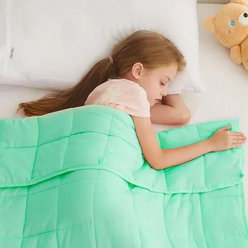 Vista 29 de L'AGRATY Manta con peso de 5 libras, para regazo, manta pequeña y portátil para adultos, refrescante, para viajar, relajarse y dormir, para todas