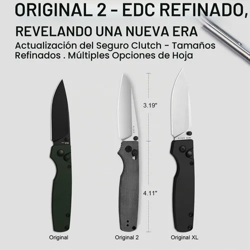 Vista 2 de Kizer Original 2 - Navaja de bolsillo EDC, cuchillo plegable de 3.19" con hoja de 14C28N Sheepsfoot, mango de Micarta, aperturador de pulgar, cierre