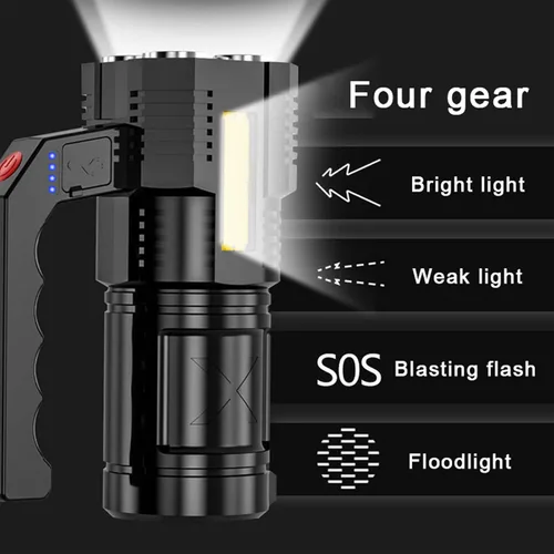 Vista 3 de Sentmoon Linternas LED recargables, linterna de camping portátil súper brillante, 4 modos de 2 tipos de luz, reflector grande para pesca, senderismo