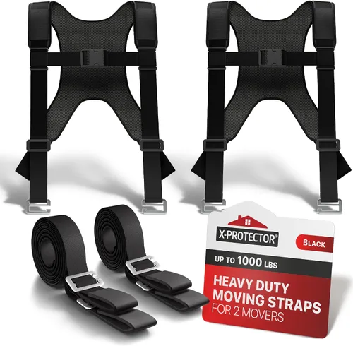 Vista 8 de X-Protector - Correas para mudanza, 2 pares, correas de elevación para 2 personas, correas para mover muebles de forma fácil y segura, perfectas