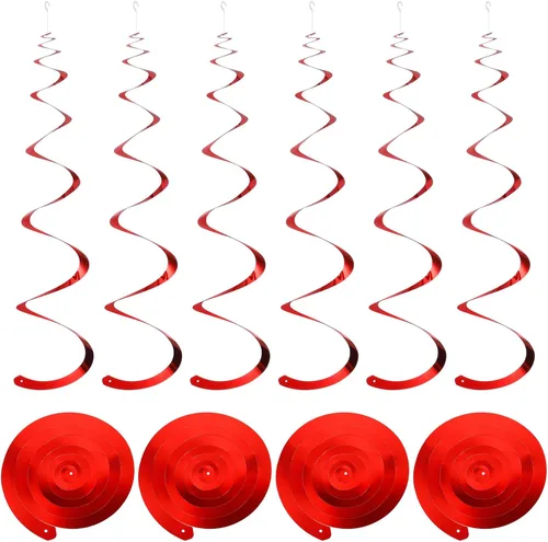 Vista 9 de MECCANIXITY 18 remolinos colgantes de fiesta negros de una sola tira para colgar decoraciones de 27.6 pulgadas, serpentinas colgantes de plástico