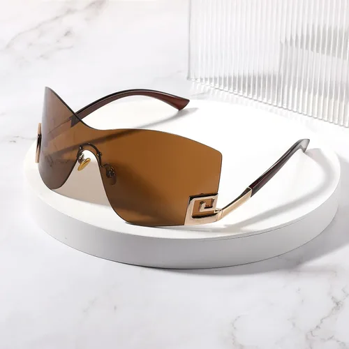 Vista 6 de WANWAN Gafas de sol para mujer y hombre, de gran tamaño, sin montura Y2K, gafas de sol envolventes