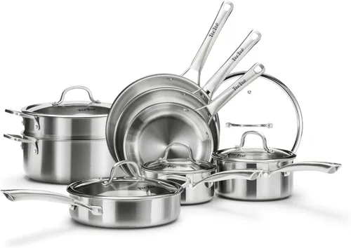 Vista 9 de Juego de utensilios de cocina de acero inoxidable, juego de ollas y sartenes de tirador, 10 piezas de utensilios de cocina de inducción de acero