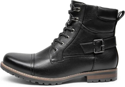 Vista 3 de Bruno Marc - Botas de combate para motocicleta con cremallera para hombre