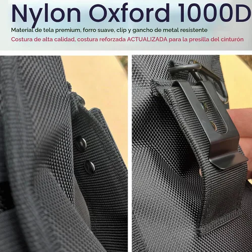 Vista 6 de Funda de teléfono dual para dos teléfonos, soporte táctico para cinturón de teléfono celular para hombres, funda para teléfono multiherramienta