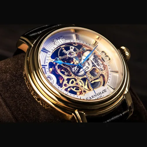 Vista 2 de Thomas Earnshaw Longcase Grande Skeleton Reloj automático para hombre, 1.890 in, esfera de corazón abierto, correa de cuero genuino ES-8011