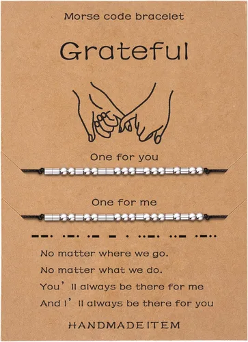 Vista 11 de SANNYRA Pulsera con código morse para mujer, pulseras a juego para 2 parejas, My Person Bestie Sister I Love You, mensaje secreto, amistad, pulsera