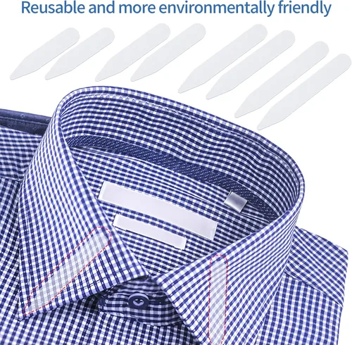 Vista 5 de 112 piezas de estancias para cuello para camisas de vestir de hombre, cuello de plástico, insertos de cuello de camisa para cualquier camisa