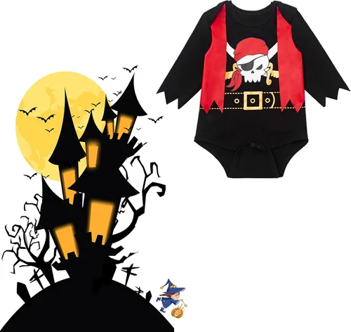 Vista 2 de Baby Boys My First Halloween - Mameluco de manga larga con sombrero de pirata